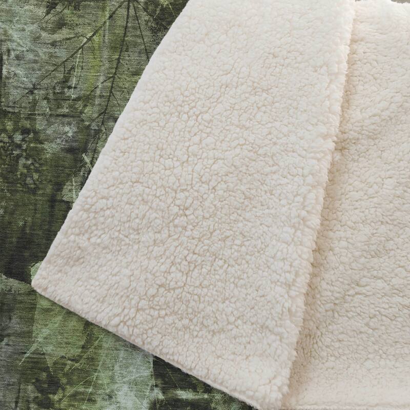 Premium Machine Washable Floral Abstract Sherpa Throw Blanket