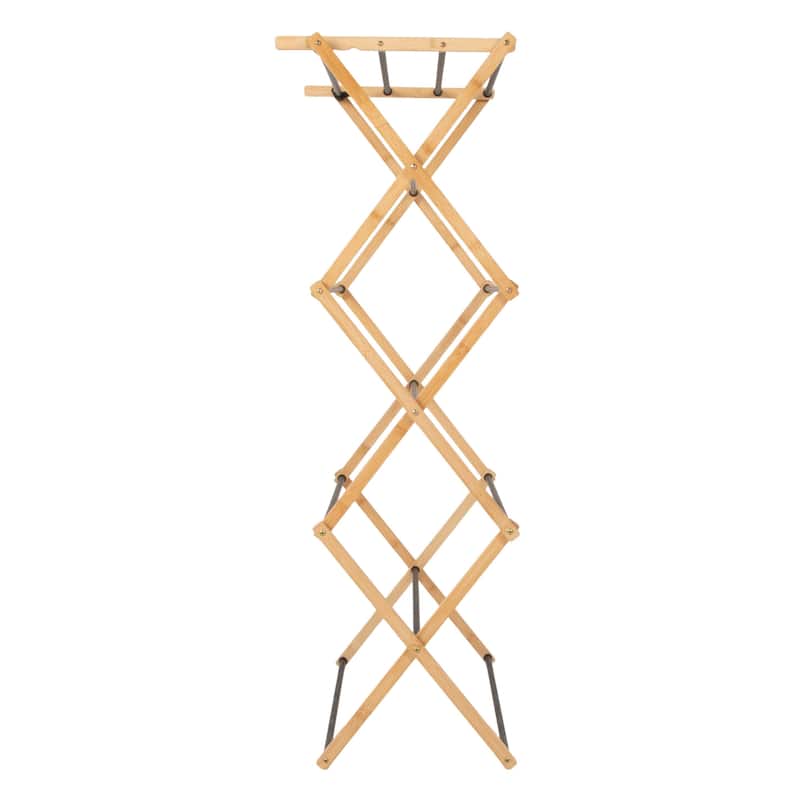 Household Essentials Bamboo Folding Clothes Drying Rack with 13 Coated Dowels - 23.8"L x 14.3"W x 39.5"H