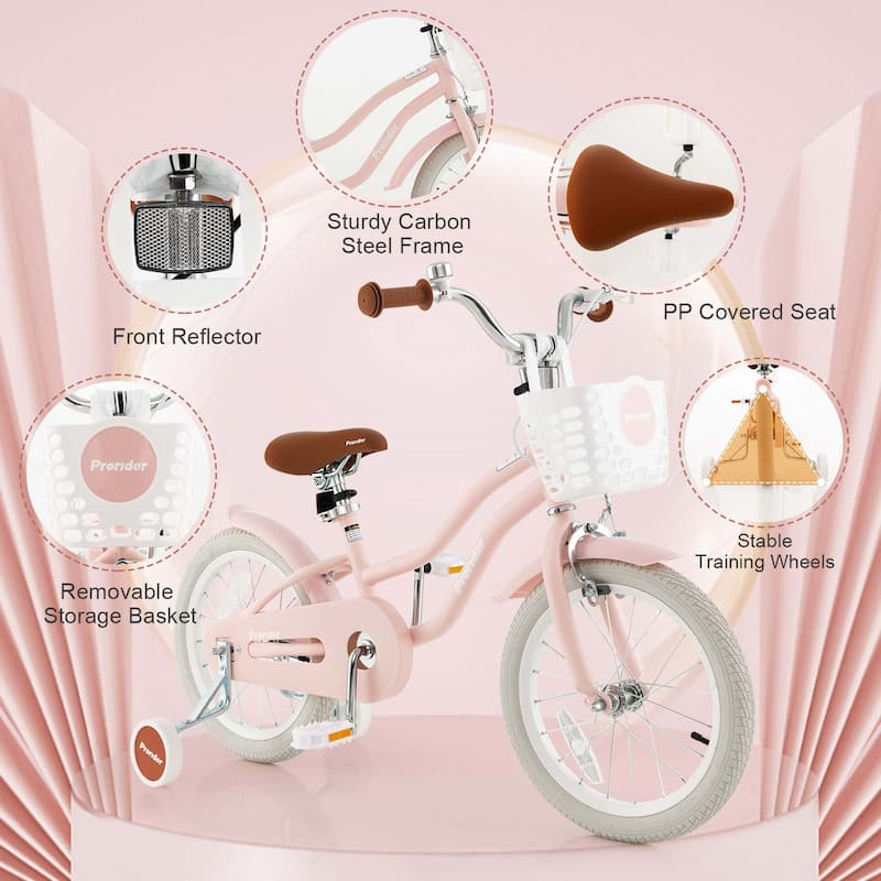16'' Kids Bike Adjustable Bicycle w/ Training Wheel for 4-8 Years