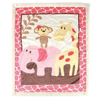 Luvable Friends Baby Girl Plush Blanket with Faux Shearling Back, Pink, One Size - Pink - One Size