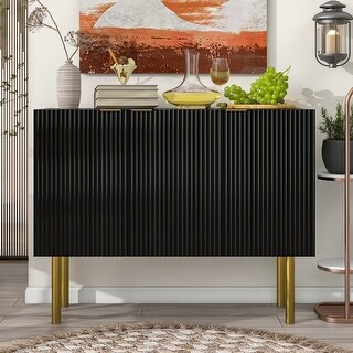 Elegant Sideboard Buffet Cabinet with Gold Legs & Adjustable Shelves for Modern Living or Dining Rooms