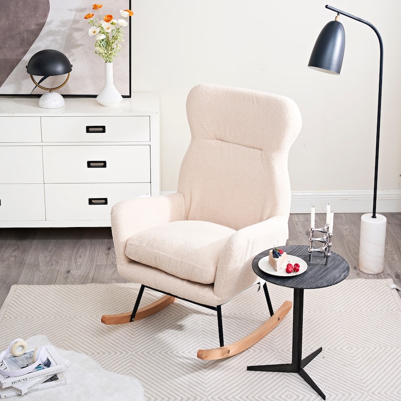 29.1" High Back Rocking Chair with Side Pocket