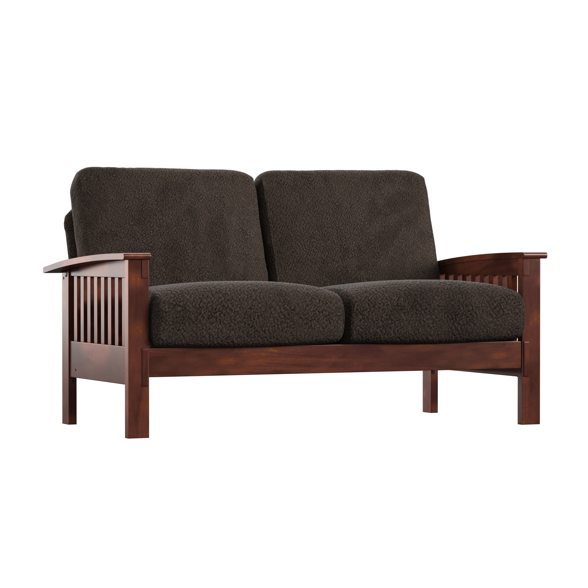 Maisie mission style loveseat with exposed cheap wood frame