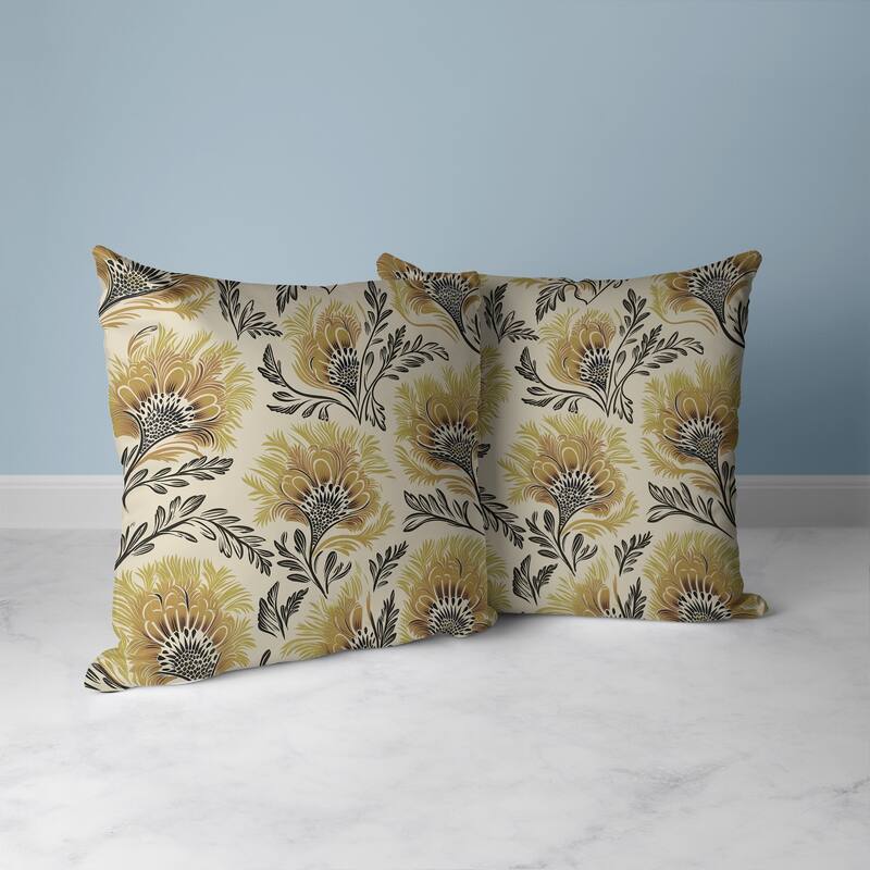 Whimsical Wilds Faux Suede Reversible Throw Pillow Beige and Olive
