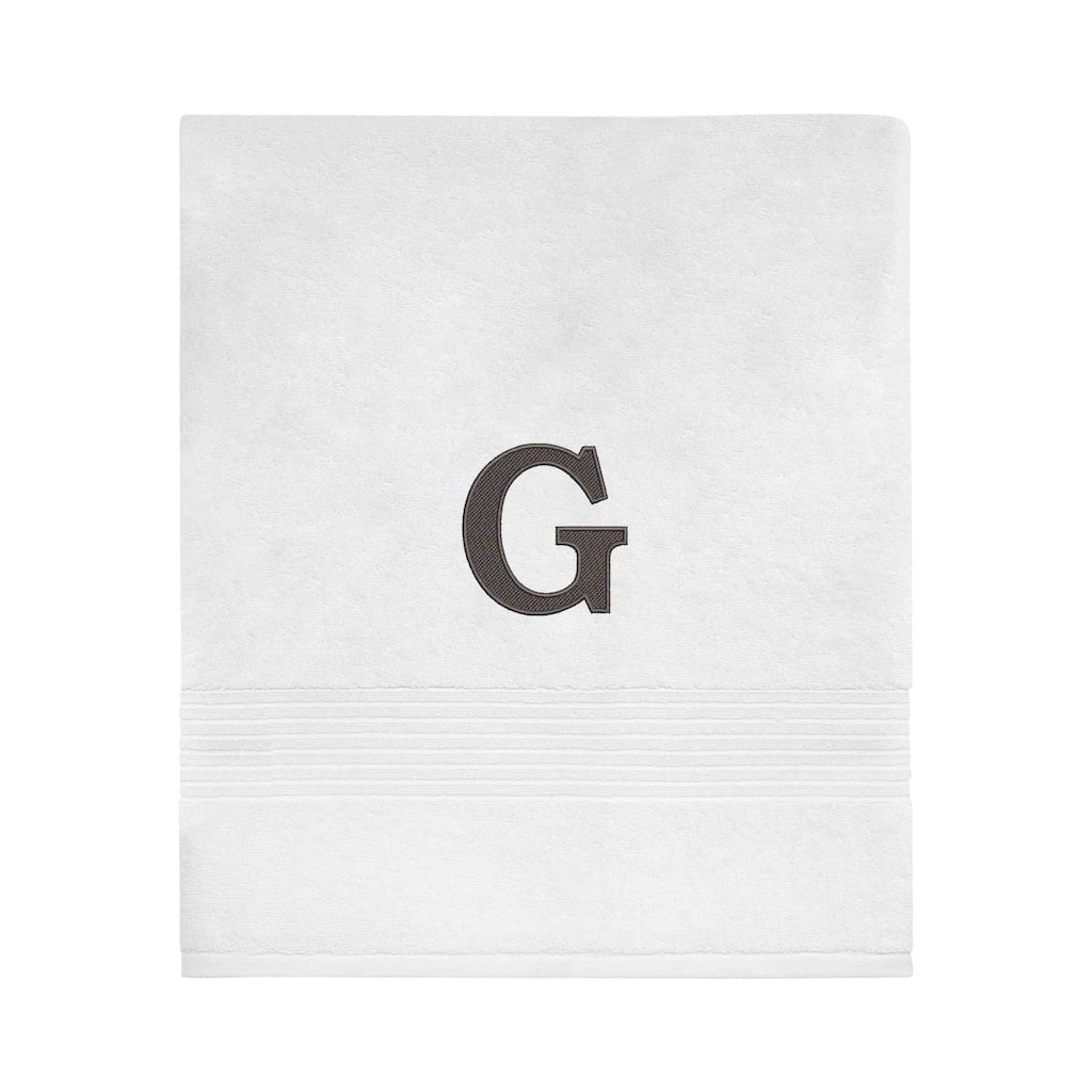 Avanti Linens Wht/Gry Block Monogram Bath Towel - Bath Towel
