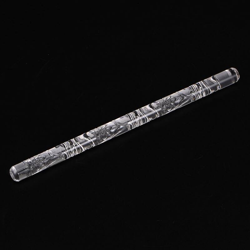 Acrylic Embossed Rolling Pin 16cm x 1cm Rose Pattern - Transparent