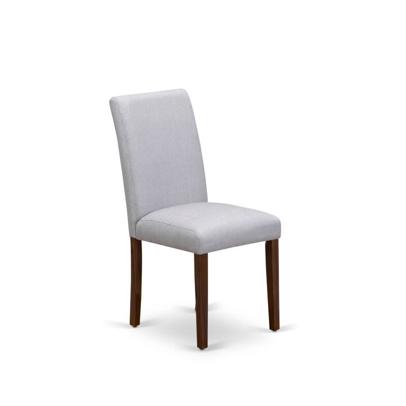 East West Furniture Dinette Set- a Wood Dining Table and Grey Parson Dining Room Chairs, Walnut (Pieces Options)