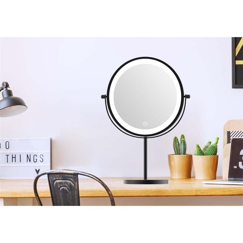 1X/10X 360 Rotation Makeup Mirror w/ Lights, 3 Color Lighting Dimmable