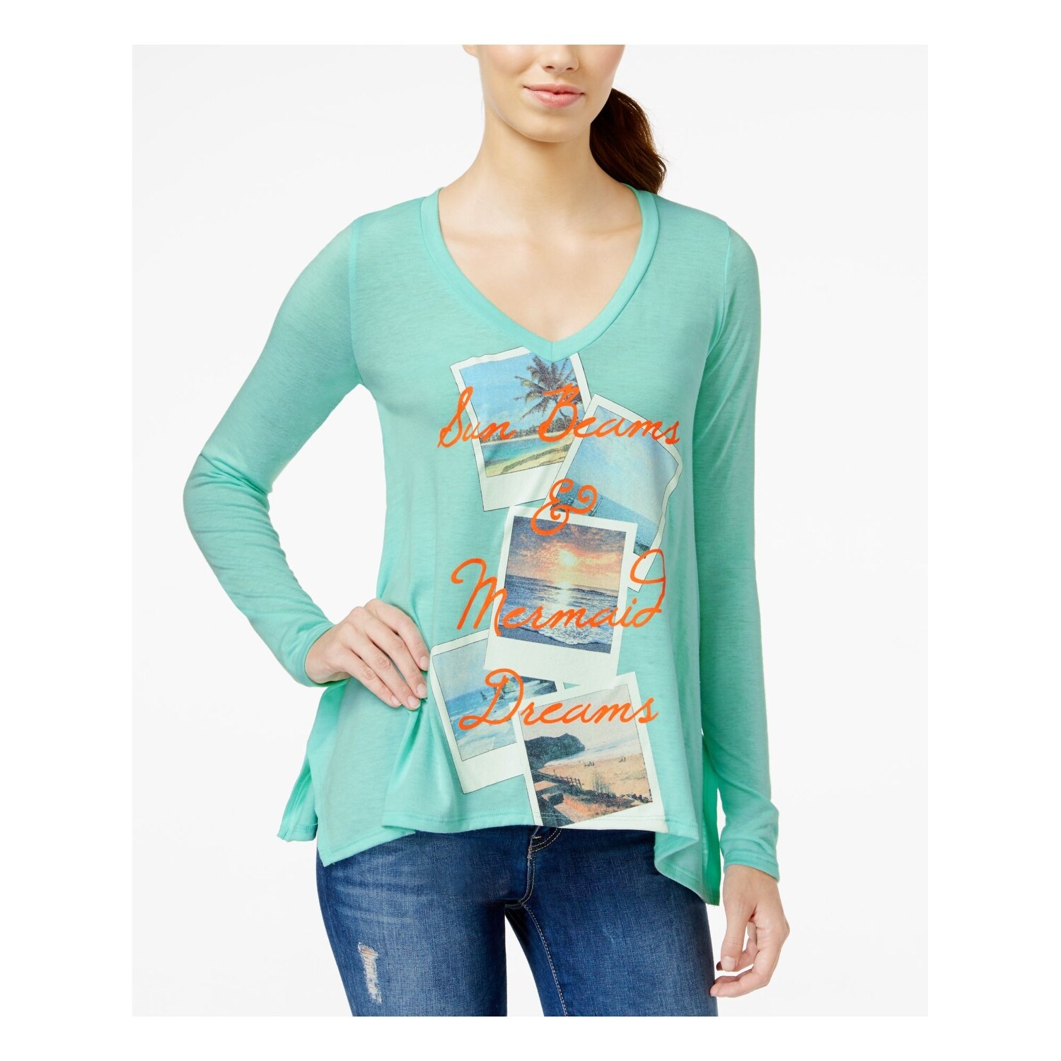 Shop Belle Du Jour Womens Green Beach Pictures W Sun Beams