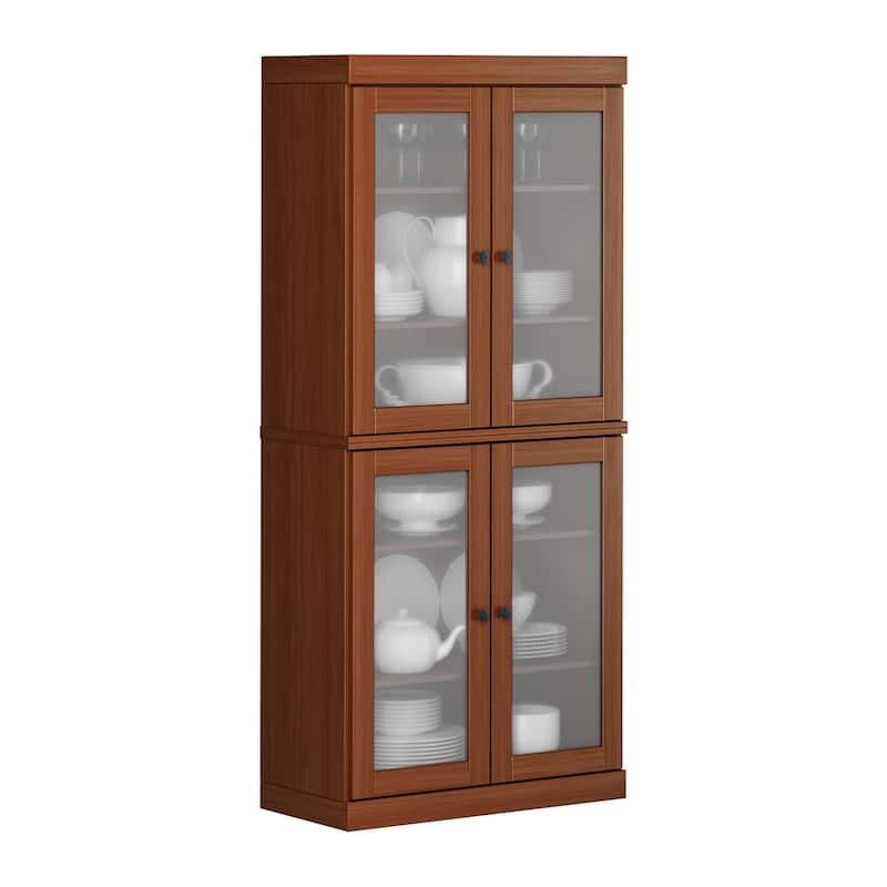Palace Imports 100% Solid Wood Pantry Cabinet with Frosted, Clear Glass or Solid Doors and Adjustable Shelves