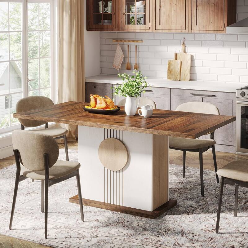 55" Dining Table for 4 to 6 People, Wood Kitchen Table for Home