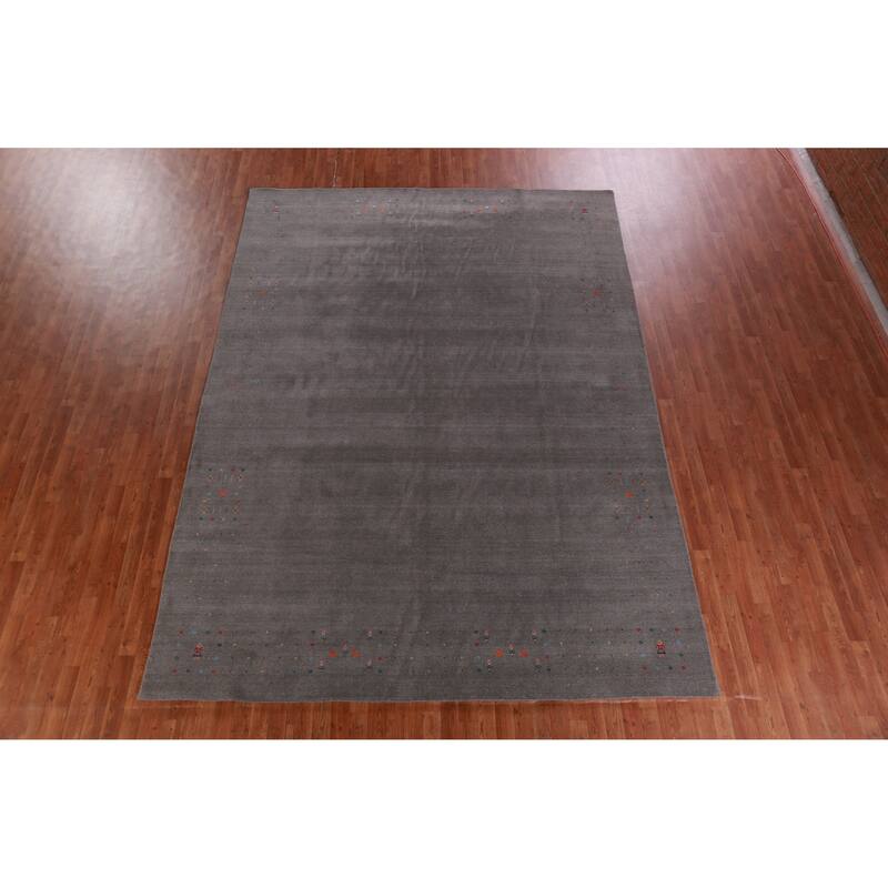 Hand Knotted Oriental 100% Wool Carpet Tribal Tribal Greys & Charcoal Gabbeh Area Rug - 12' 3'' X 8' 10''
