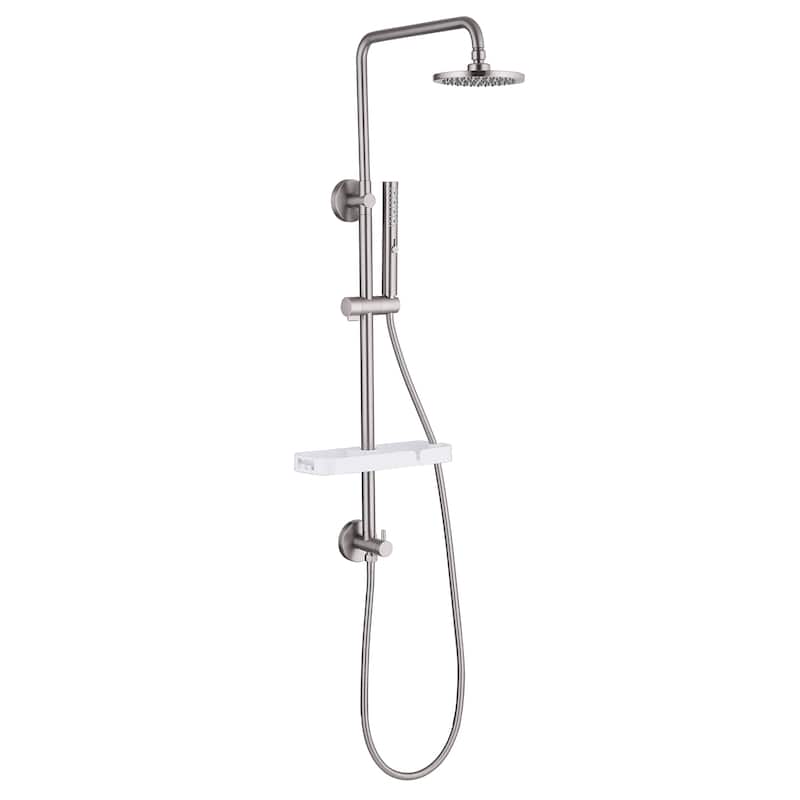 38"H 6 in Exposed Rain Shower Set With Handheld Shower (Valve Not Included) - Brushed Nickel