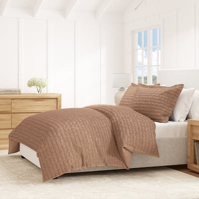 Linery & Co. Cotton Reversible Waffle Weave / Percale Duvet Cover Set