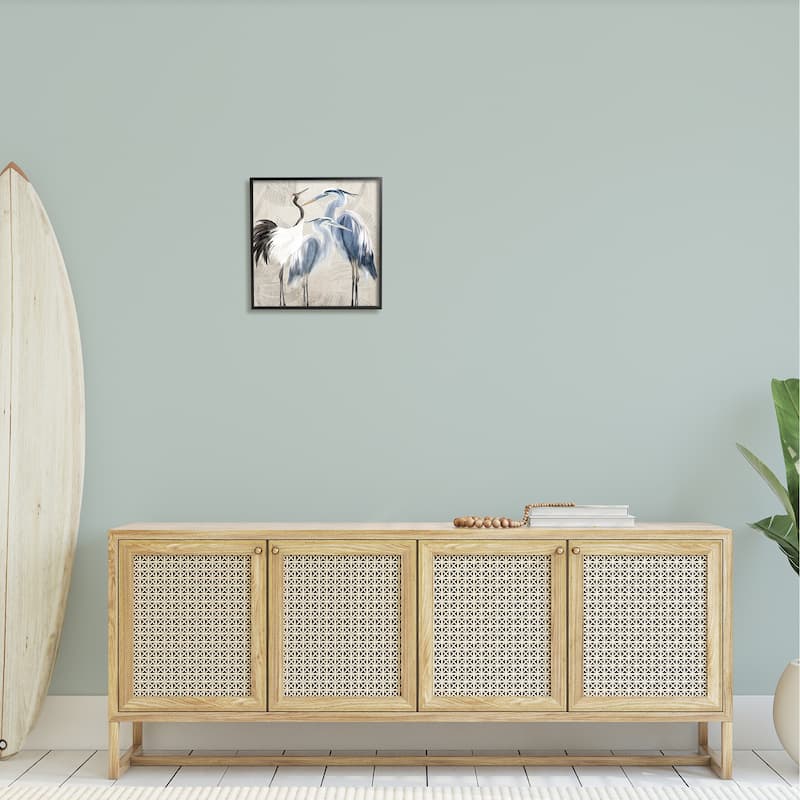 Stupell Leaf Patterned Crane Heron Birds Framed Giclee Texturized Wall Art, Design By Kim Allen