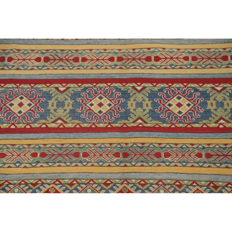 Striped Kazak Oriental Area Rug Wool Carpet - 7'11" x 10'3"