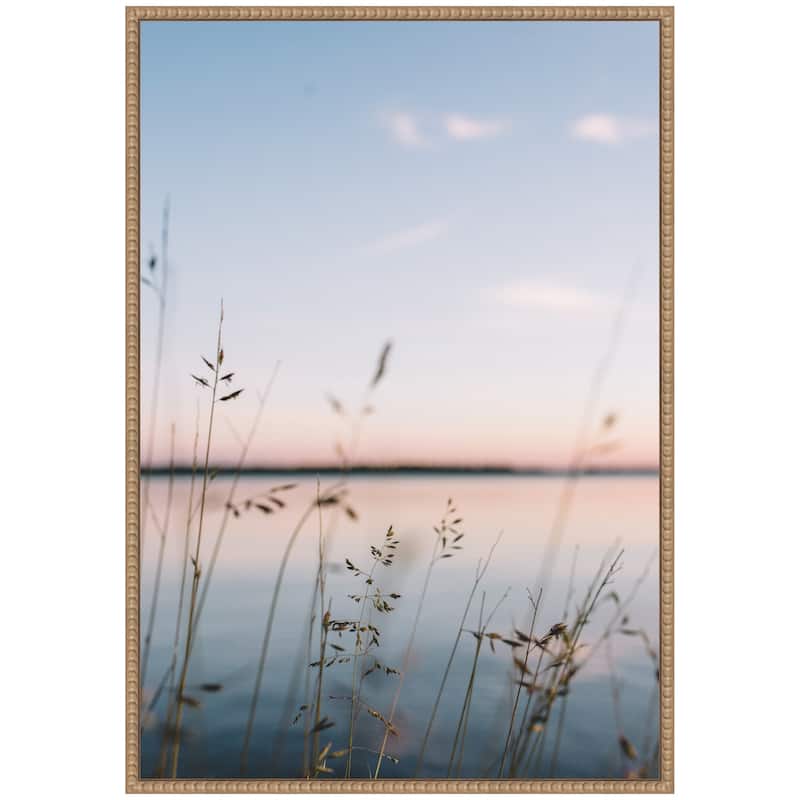 Kate and Laurel Sylvie Serene Sunset Lake Landscape Framed Canvas by Patricia Hasz of Patricia Rae Photography