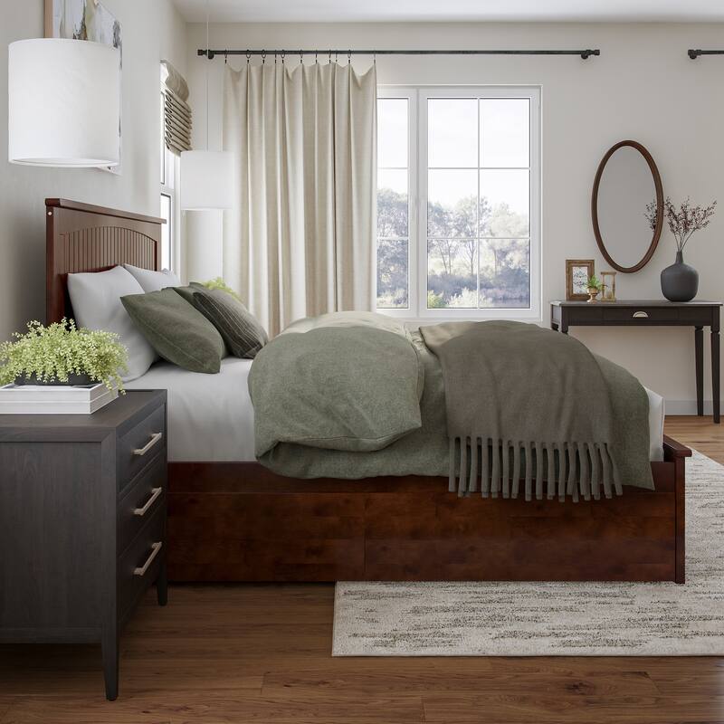 AFI Nantucket Platform Bed with Matching Footboard & Storage Drawers