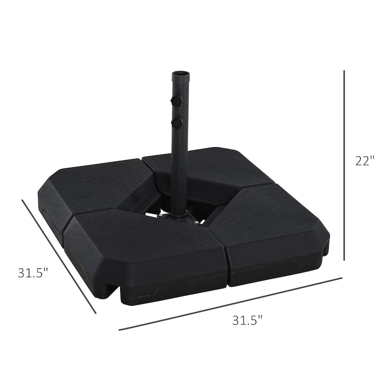 Outsunny Umbrella Stand Fitting 48mm Poles and Steel Base with 4 Fillable Plastic Weights, 4 Gal. Capacity Each, Black