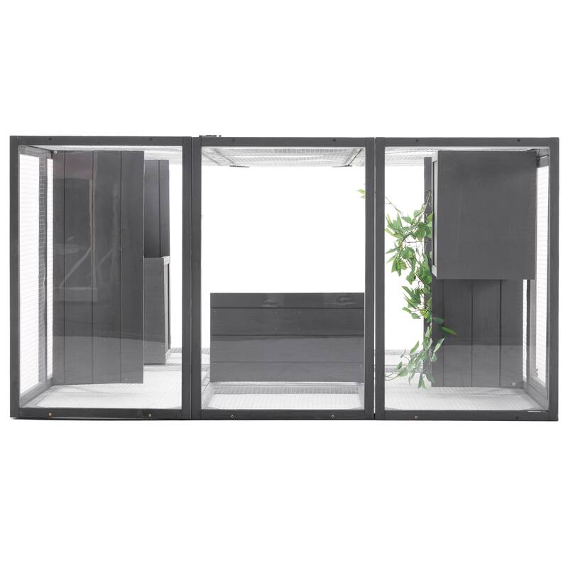 Roomfitters Outdoor Cat House Catio Enclosure Double Door Balcony Playpen with Platforms and Condos for 1-3 Cats