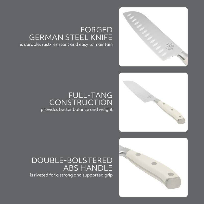 Sur La Table Kitchen Essential Tasting Kitchen German Steel Forged Full Tang Prfessional Knife with White Handle