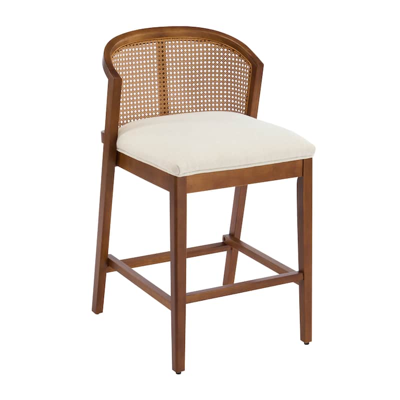 Christopher Knight Home - Tatti Scandinavian-Inspired Wooden Counter Stool Set with Rattan Accent Backrest