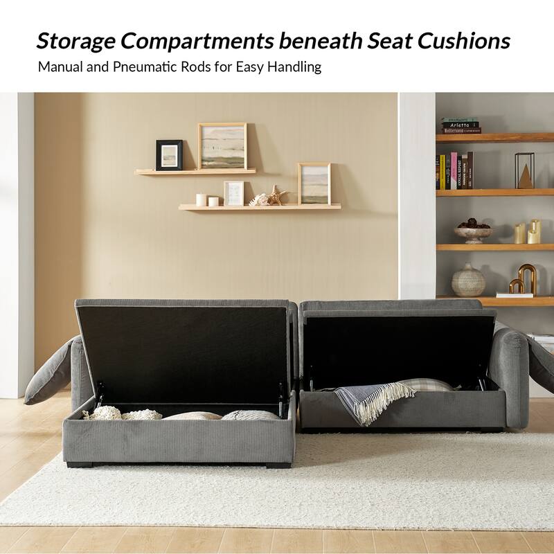 Cesare Modern 2-Piece Reversible Cushions Sectional with Storage by HULALA HOME