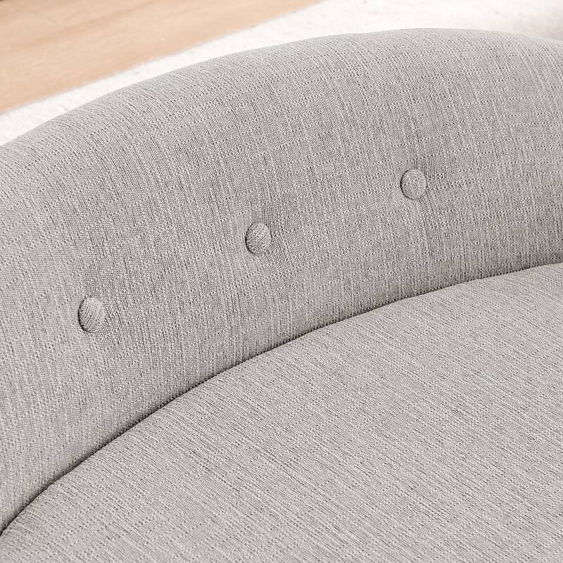 Oval Semi-Enclosed Dog Sofa, Durable Linen Material, Button-Tufted Backrest, High-Center Low-Sides Support Plush Comfort-Beige
