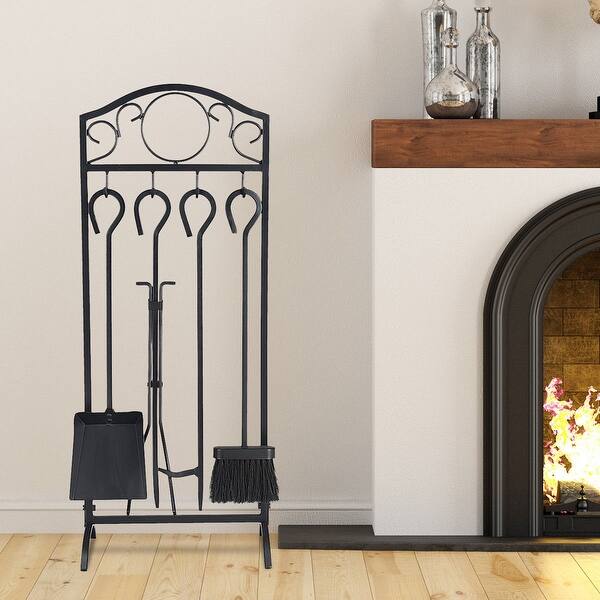 Shop Costway 5 Pieces Fireplace Tools Set 4 Tools Decor Holder