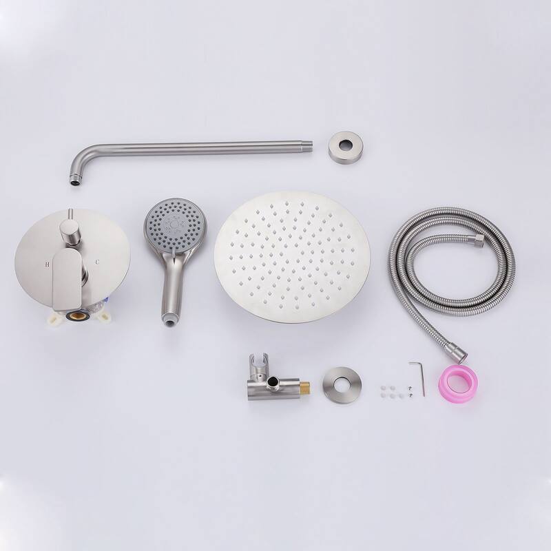 Modern Brushed Wall Mount Dual Shower Head Hand Shower Set