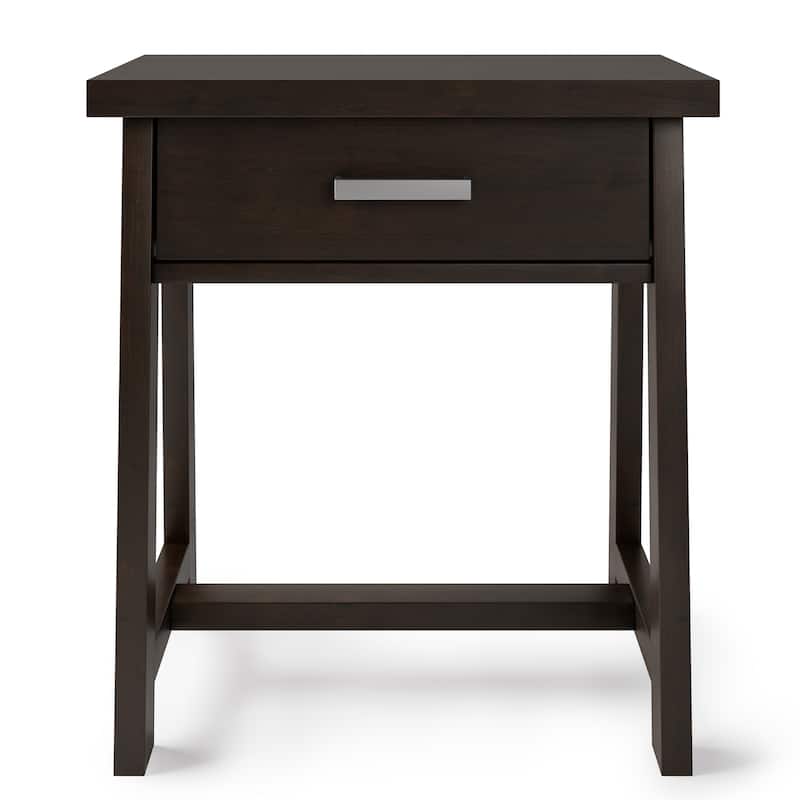 WYNDENHALL Hawkins SOLID WOOD 24 inch Wide Modern Industrial Bedside Nightstand Table