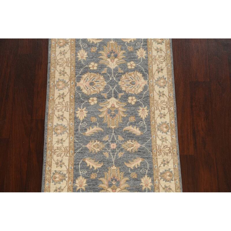 Vegetable Dye Floral Oriental Peshawar Chobi Runner Rug Hand-knotted - 2'8" x 9'8"