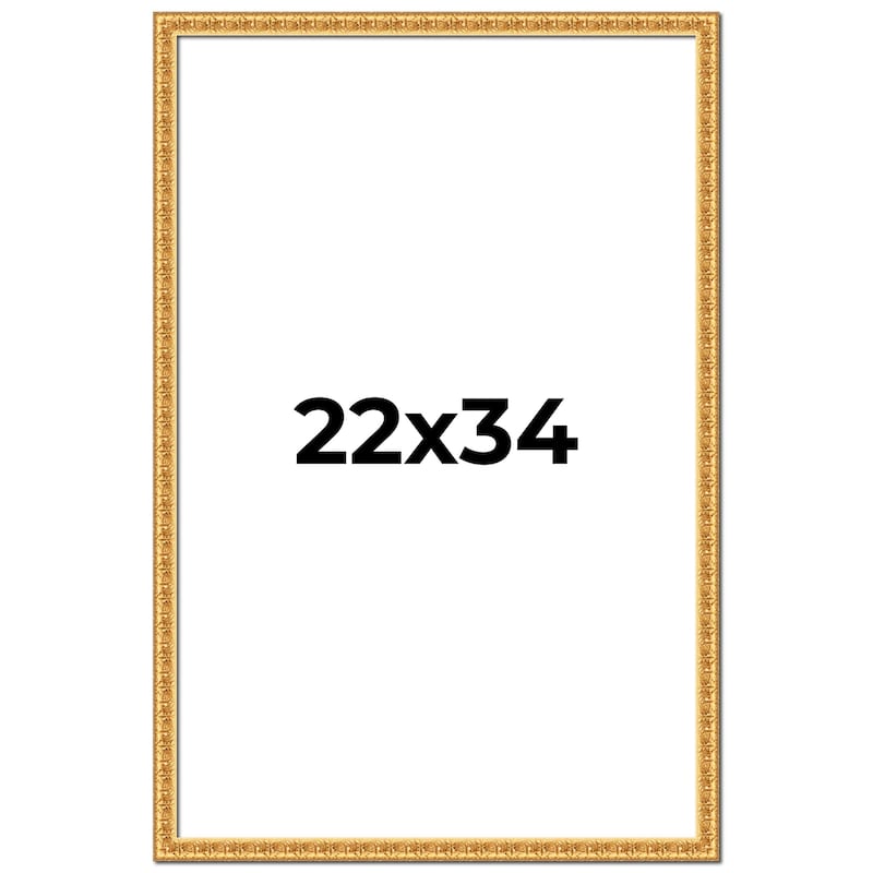 22x34 Frame Gold Real Wood Picture Frame Width 1 inches | Interior