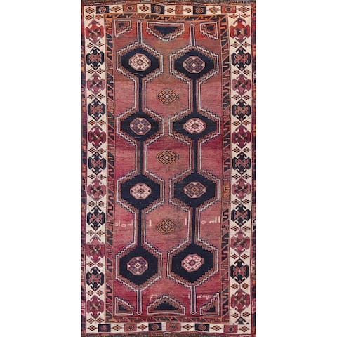 Antique Geometric Tribal Shiraz Persian Wool Runner Rug Hand-knotted - 4'2" x 8'9"