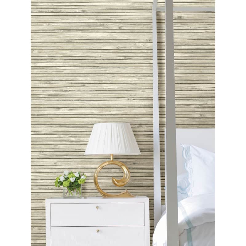 A-Street Prints Bellport Ivory Wooden Slat Wallpaper