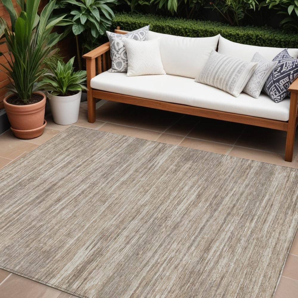 HomeRoots Striped Transitional Rectangle Outdoor Rug