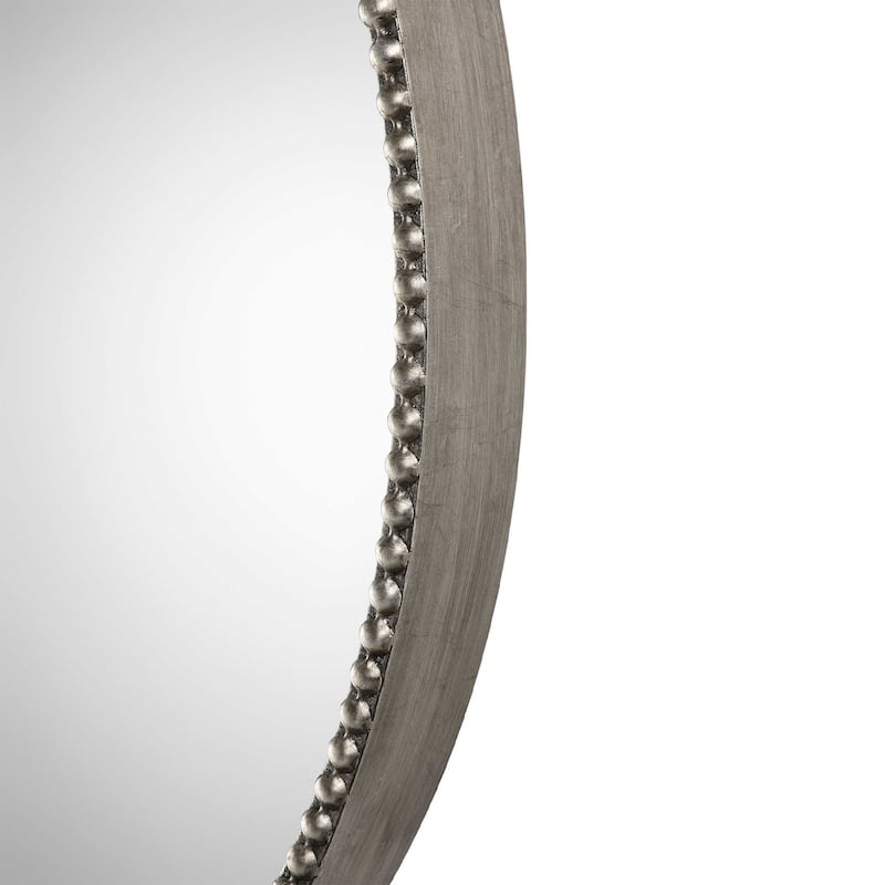 Antique Beaded Round Wall Mirror - 40" - Silver