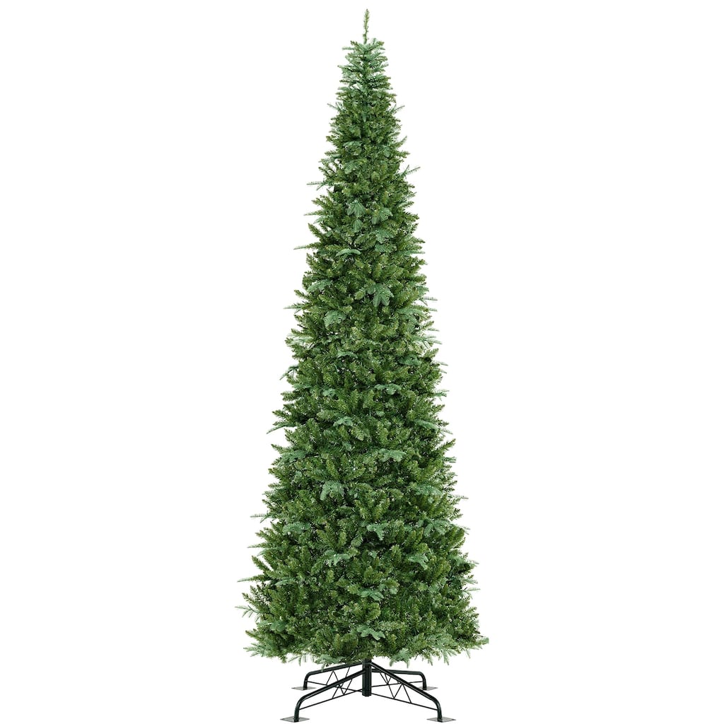 Gymax 12 FT Tall Prelit Hinged Artificial Christmas Tree Quick Power