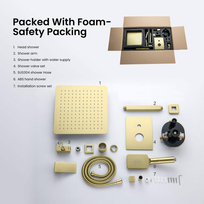 Pressure Balanced Ceiling Mounted 3-Function Shower System with Rough In Valve