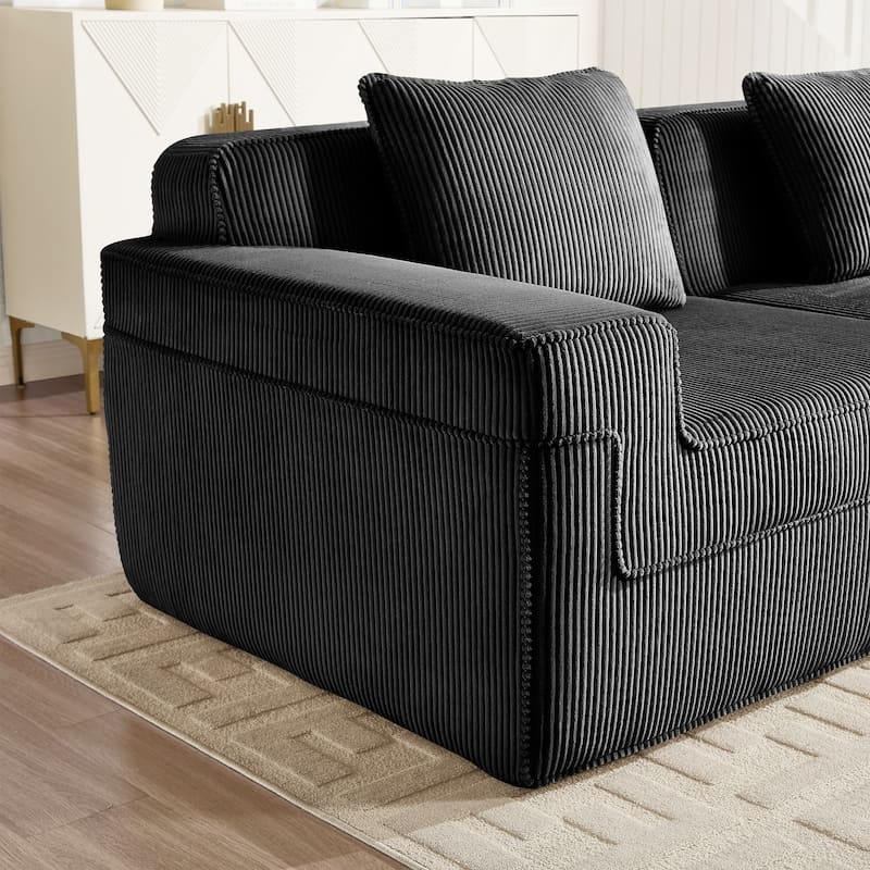 GDFStudio - Modular 3-Seater 117.3" Corduroy Boneless Cloud Sofa