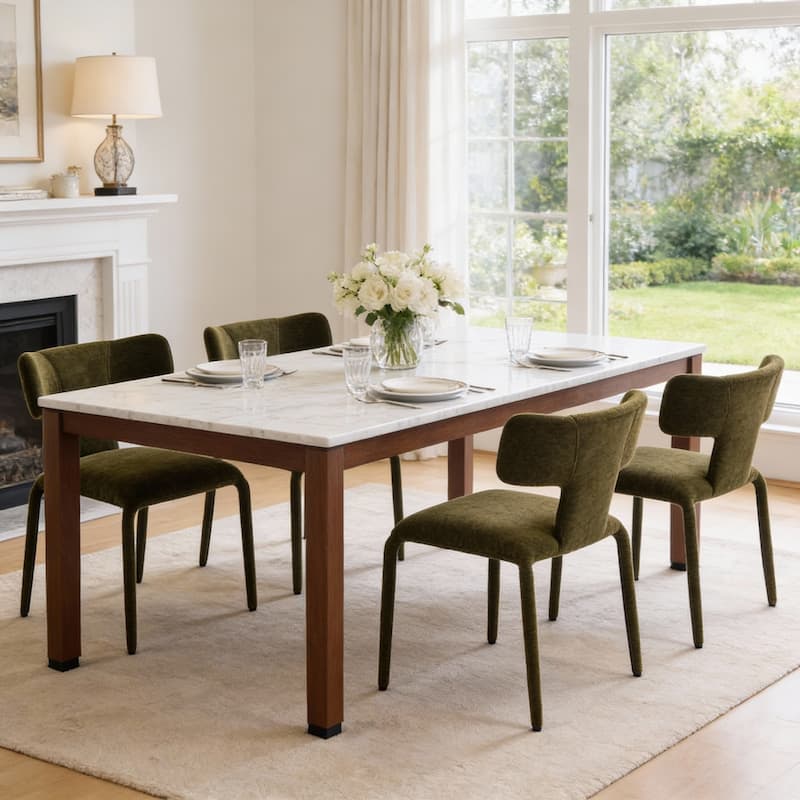 Modern Dining Chairs Set of 2, 18.9"Wx18.5"D Contemporary Fabric Side Chairs