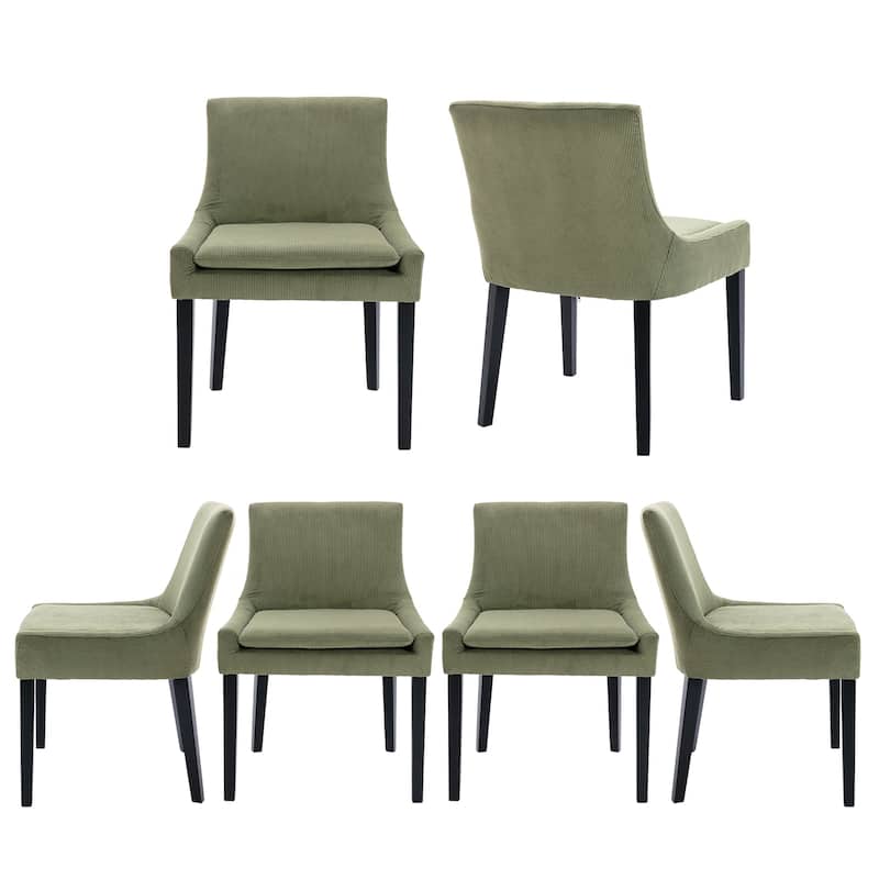 Mid-Century Modern Corduroy Upholstered Dining Chairs with Solid Wood Legs,Set of 2/4/6 - Set of 4 - Green