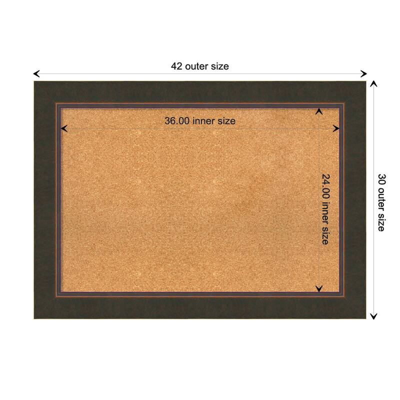 Milano Bronze Wood Framed Natural Corkboard Bulletin Board - Board Size 36x24