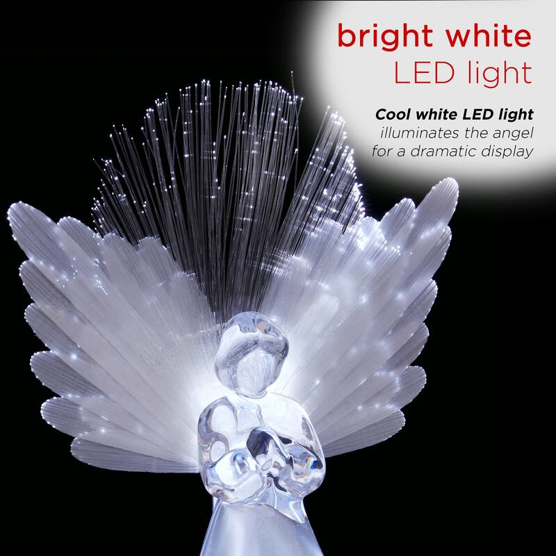 Alpine Corporation Angel Tree Topper with Fiber Optic Wings and LED Light