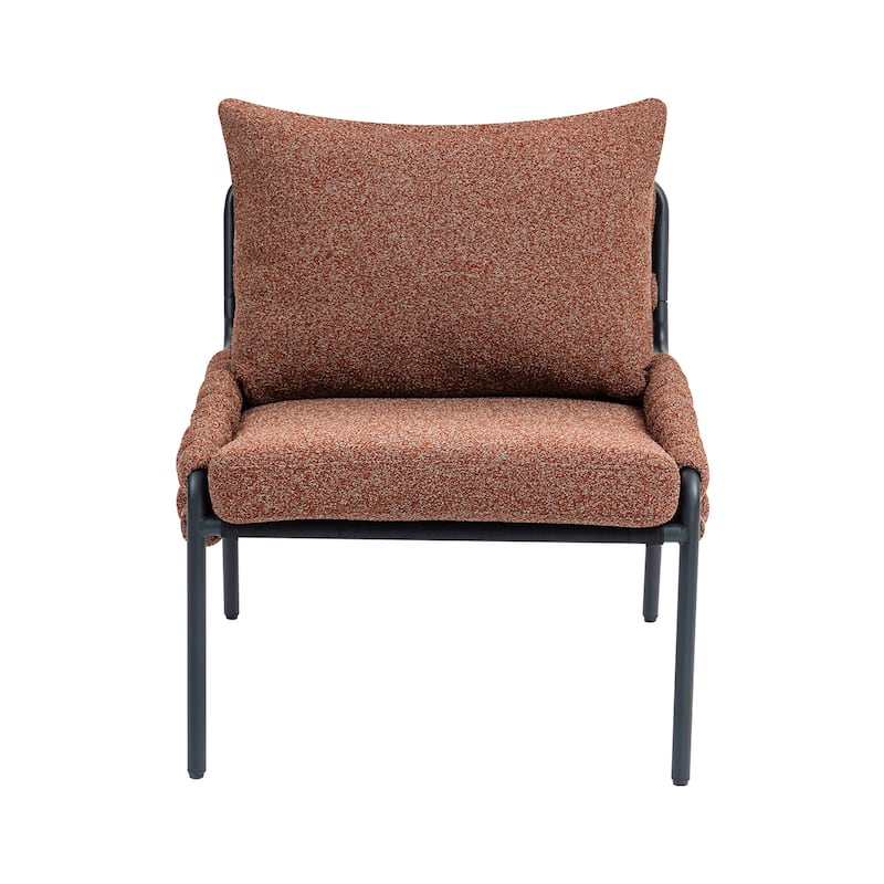 Modern Chair with Braided Upholstery and Metal Frame, Comfortable Armchair, Soft Cushioned Seat and Backrest