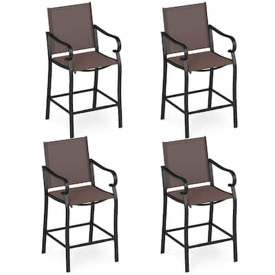 Gymax Outdoor Counter Height Bar Stools Set of 4 w/ Back Armrest &
