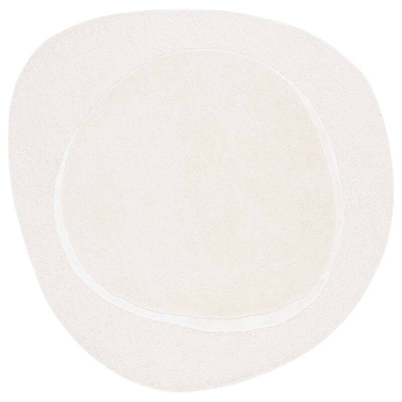 SAFAVIEH Handmade Novelty Einy Novelty Wool Rug - 4' Round Scallop - Ivory