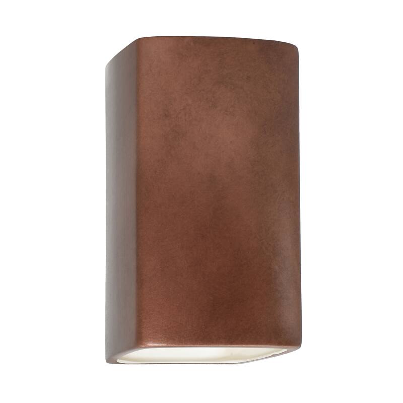 Justice Design Ambiance - Small Rectangle Wall Sconce - Open Top & Bottom - Replaceable Bulb - Antique Copper