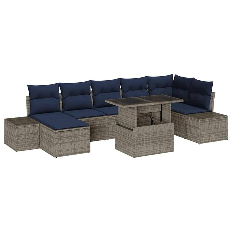 vidaXL 8 Piece Garden Sofa Set with Cushions - 125.6×60.6×27.2