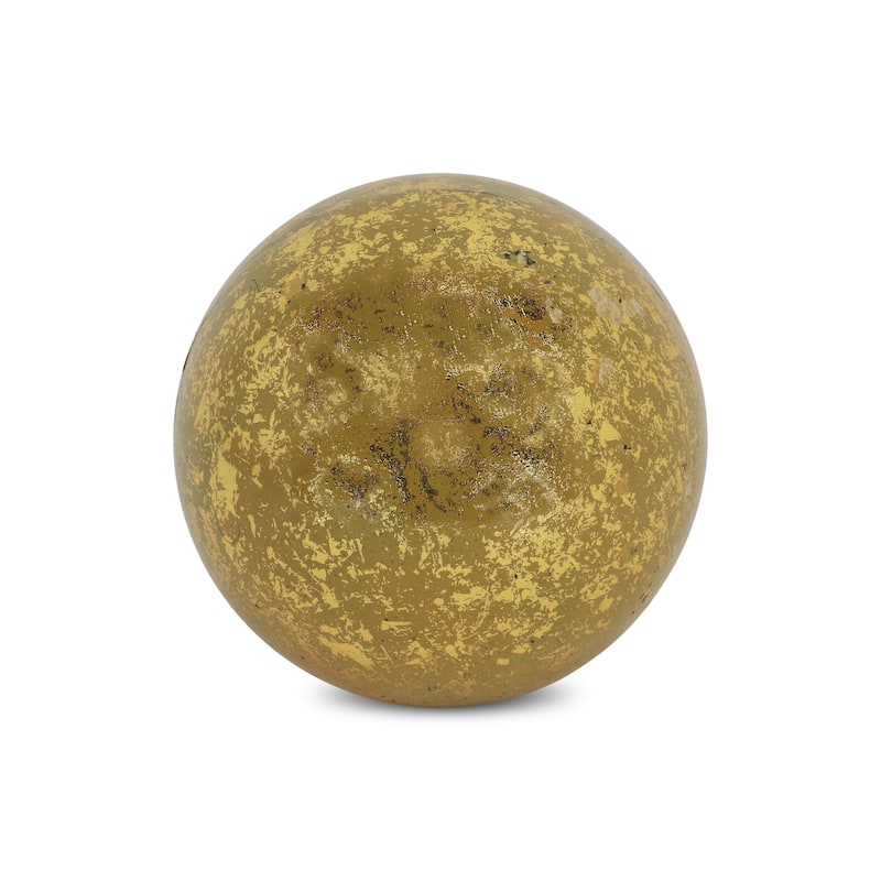 HomeRoots 6" Gold Paper Mache Hand Painted Orb Decorative Orb - 6.00 in. x 6.00 in. x 6.00 in.